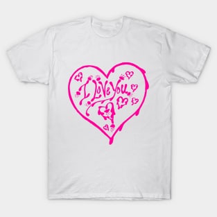 I Love You Pink Valentine Heart 12 T-Shirt